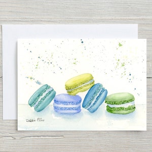 Carte Macaron Blues - carte horizontale 5 x 7 - carte vierge - friandises de boulangerie - carte pour les gourmands - carte des desserts