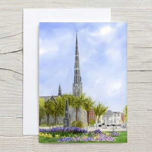 Carte centrale sur le Square Cambridge - carte verticale 5 x 7 - carte vierge