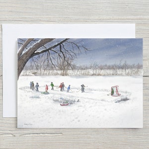 Game On hockey card - hockey sur étang - Hespeler MillPond - Cambridge - Carte vierge 5x7 - jeu de hockey - hockey pour enfants - hockey extérieur - Hespeler