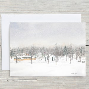 Carte Forbes Park Snow Day - carte de voeux - carte d'art - carte vierge 5 x 7 - Hespeler - jour de neige - neige dans le parc - Cambridge