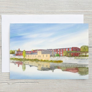 Carte Jacob's Landing - carte d'art - Hespeler - carte aquarelle - Speed River - Cambridge - reflets de l'eau - carte de voeux vierge 5 x 7
