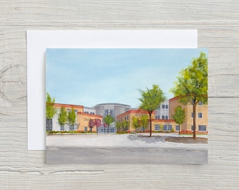 St Benedict Cambridge card - Waterloo County School - Catholic School - high school - WCDSB - Cambridge - watercolour - blank card