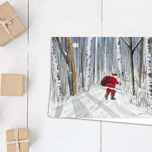 Carte du Père Noël - carte de nuit enneigée - carte horizontale 5 x 7 - carte vierge - carte de Noël pour enfants - livraison du père Noël
