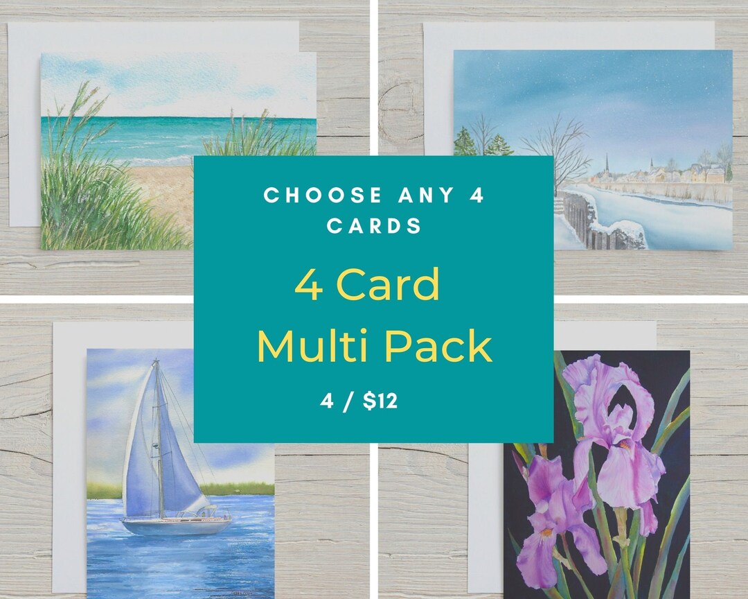 4 Card Multipack 5x7 Greeting Cards Your Choice of Cards Christmas