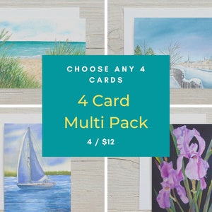 4 Card Multi-Pack - Cartes de vœux 5x7 - votre choix de cartes - Cartes de Noël - Cartes de paysage - Cartes florales