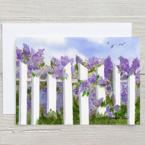 Carte Lilas sur la clôture - carte horizontale 5 x 7 - carte vierge