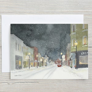 Carte de réveillon de Noël à Hespeler - Cambridge - Noël à Cambridge - Carte de Noël - rue enneigée - Carte vierge horizontale 5x7 - Hespeler