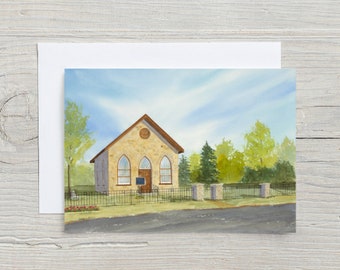 Ellis Chapel card - country church - fine art cards - Hespeler - old church - chapel - watercolour - 5x7 greeting card - wedding card