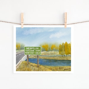 Next Exit Print - 401 highway - Hespeler 1970&#39;s - Cambridge - road sign - Ontario roads - population sign