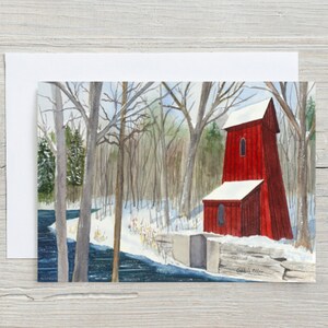 Sheave Tower Christmas card- greeting card - winter card - Sheave Tower Blair - watercolour - blank snow card - Cambridge - Waterloo Region