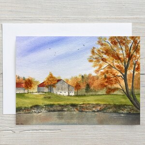 Carte Speed River Farm - carte Hespeler - aquarelle - carte de voeux - carte vierge 5 x 7 - scène de ferme - carte aquarelle - ferme - Speed River