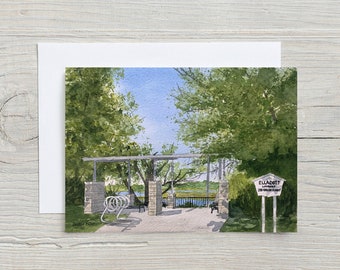 Summer at Ellacott Lookout card -  5x7 horizontal card - blank card - Cambridge Ontario park - Speed River - Region of Waterloo