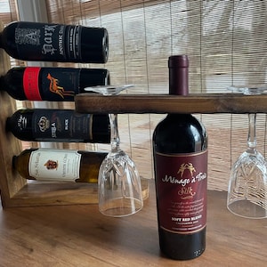 Wine Bottle Holder/Caddy With Wine Rack (Combo)