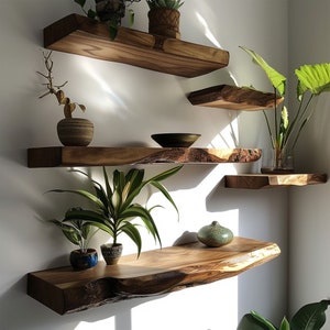 floating wall shelf live edge walnut floating shelf wooden bookshelf floating corner shelf home decor