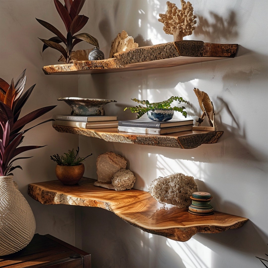Live Edge Floating Shelf Floating Wall Shelf Live Edge Floating Shelf