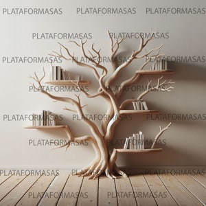 estante de libros, portador de libros, árbol de soporte de libros, archivo  vectorial para plasma láser cnc, casillero de libros, decoración de pared