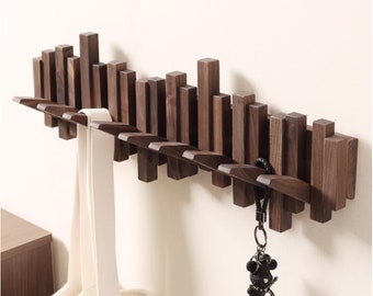 Piano coat rack wall mount wooden wall hooks key holder for wall piano key coat rack wall decor