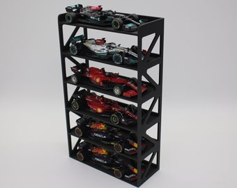 V3 6 Car 1:43 1/43 F1 Race Car Costco Formula 1 Racing 6 Pk Display Stand w Wall Mount Hanging Shelf Storage Diorama Diecast Model Car