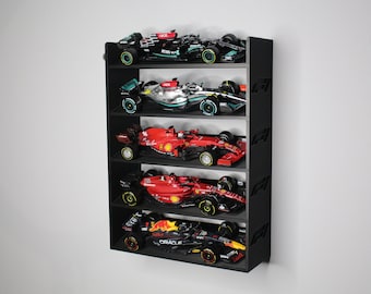 V1 5 Car Tilted 1:43 1/43 F1 Race Car Display Stand w Wall Mounting Hole Hanging Shelf Storage Diorama Diecast Model Car Formula 1 Angled