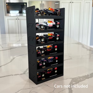 V2 6 Car Tilted Bburago 1:43 1/43 F1 Formula 1 Race Car Display Stand w Wall Mount Hanging Shelf Storage Diorama Diecast Model Angled