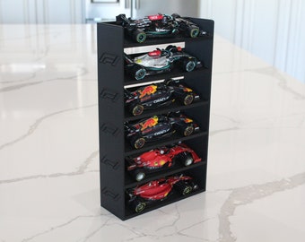 6 Car Angled 1:43 1/43 F1 Race Car Costco Display Stand w Wall Mount Hole Hanging Shelf Storage Diorama Diecast Model Car Formula 1 Tilted