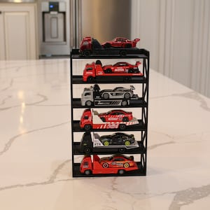 Hotwheel Team Transport 6 Car Display Stand w Hidden Wall Mounting Hole Industrial Design Hanging Shelf Storage Diorama Diecast Model Car