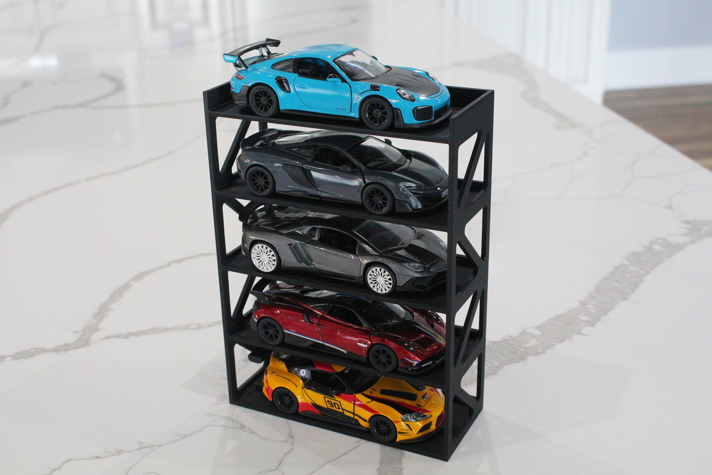 1/321/43 Diecast 5 Car Display Stand W Wall Mount Hanging Shelf Storage Diorama Model Car Pull