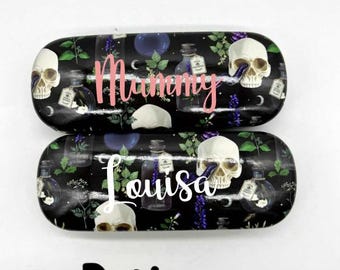Personalised Skull Potions glasses case. Alternative Gift. Gothic Glasses Case.  Sunglasses case. Father's Gift. Christmas Fillers. Snake
