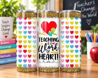 Personalised Teacher Tumbler 20oz, Insulated Cup with Straw, Teacher Gift