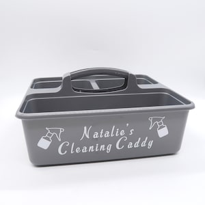 Personalised Cleaning Caddy, Cleaning basket, Caddie, Tub. Silver Personalised Cleaning Box image 1