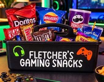 Personalised Gaming Snack Caddy, Gamer Snack Holder, Custom Gift for Gamers