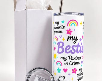 Best Friend Tumbler 20oz - Insulated Stainless Steel Cup with Straw