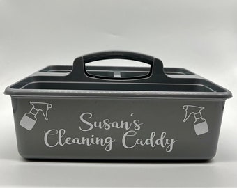 Personalised Cleaning Caddy, Cleaning basket, Caddie, Tub. Silver Personalised Cleaning Box