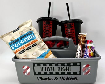 Personalised Movie Night Box, Family Time, Date Night, Girls Night, Kids Film Party, Movie Caddy for Drinks and Sweets