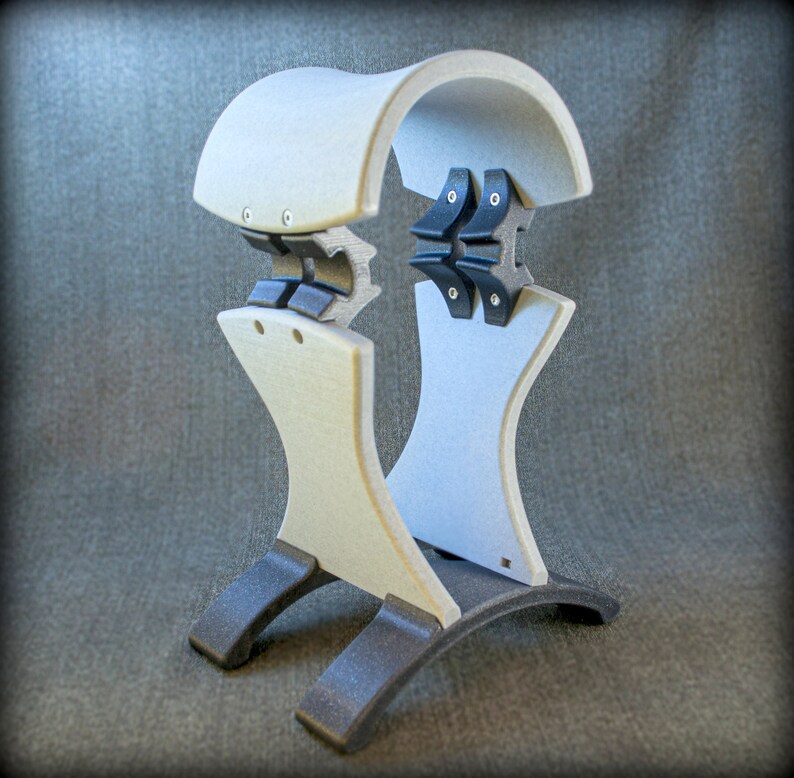 Sturdy and Beautifully Curved Custom Multicolored 3D Printed Headphone Stand Sleek Marble look and Galaxy Grey