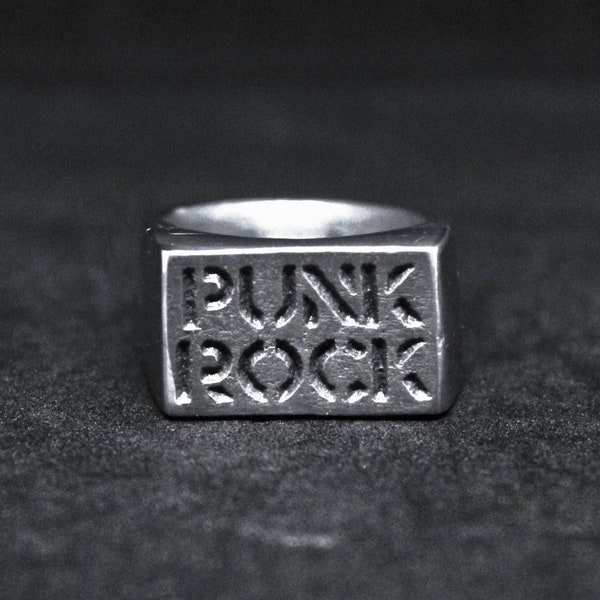 PUNK ROCK Signet ring, pewter ring, biker ring, quotes ring, customize ring, punk gifts, tock n roll gifts, anarchy ring, hardcore punk ring