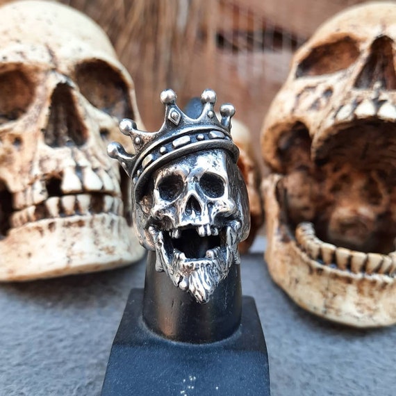 Hanging Eyeball Skull Crown Biker Skull Silver Steel Alloy Ring - Size  10.25 | eBay