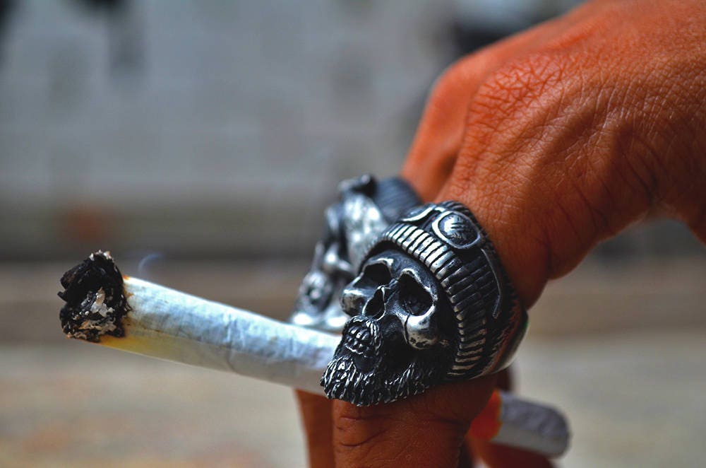 Coldium Skull ring Bearded biker skull ring skull rings | Etsy