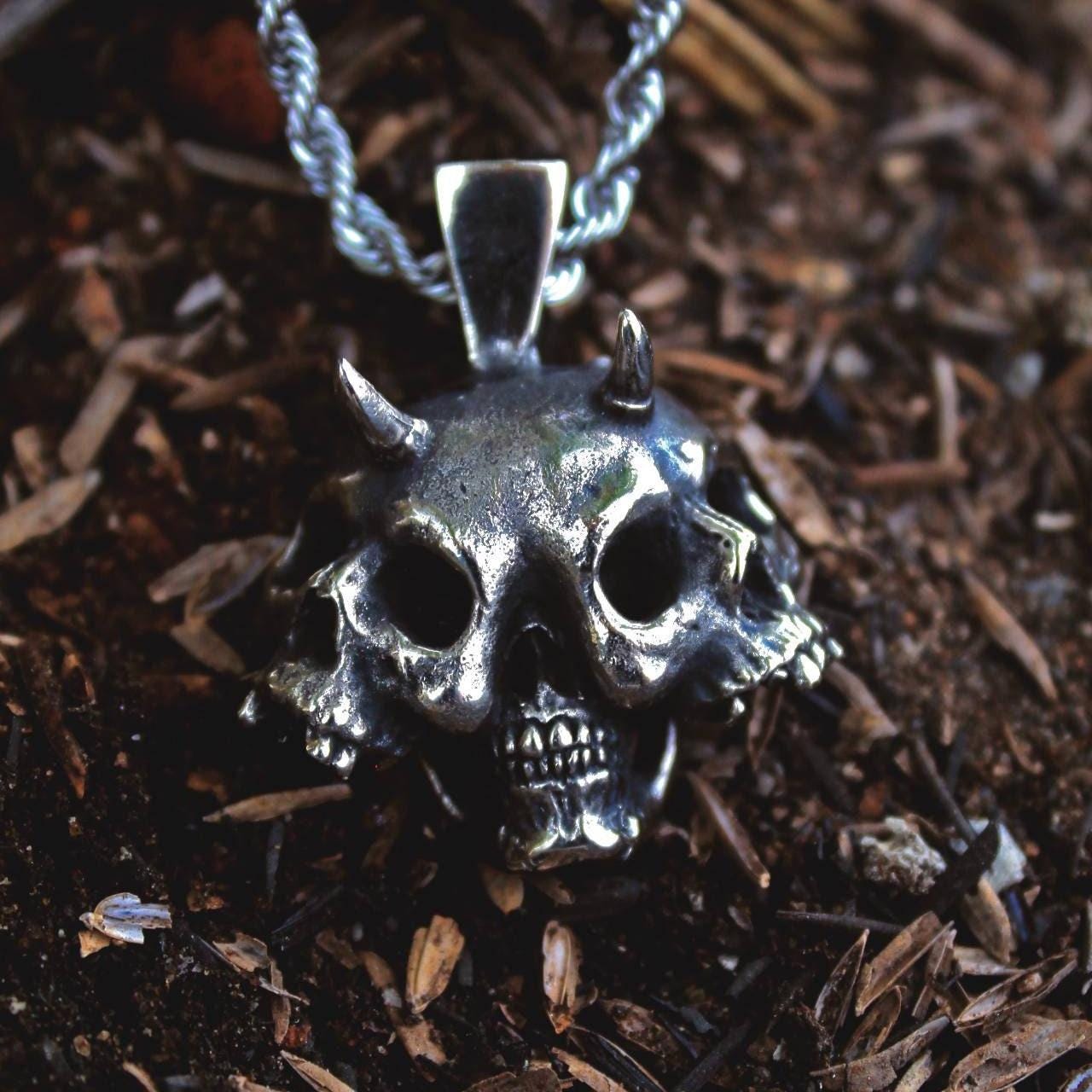 DEKOY, Skull Necklace, Biker Ring, Satanic Necklace, Medusa, Rat