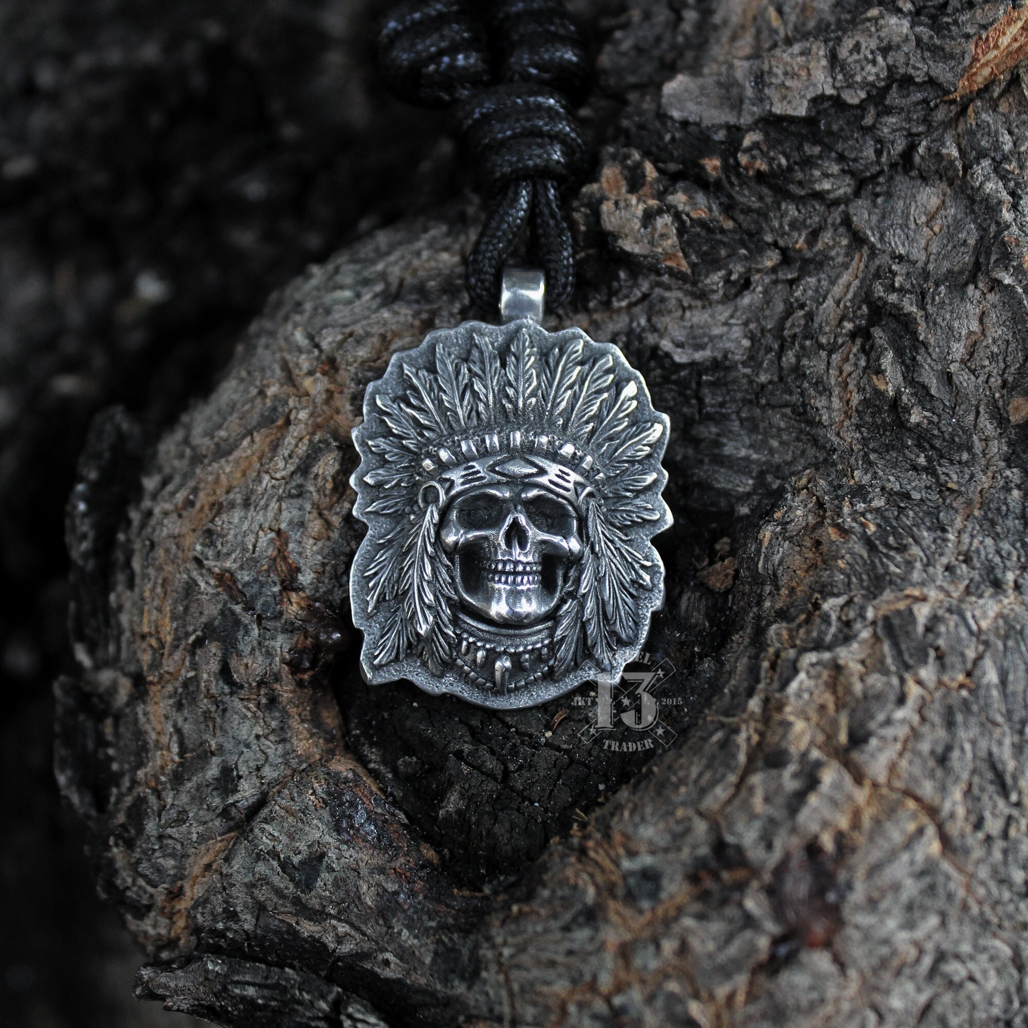 Jewelry Trends Pewter Skull with Cowboy Hat Pendant on Black