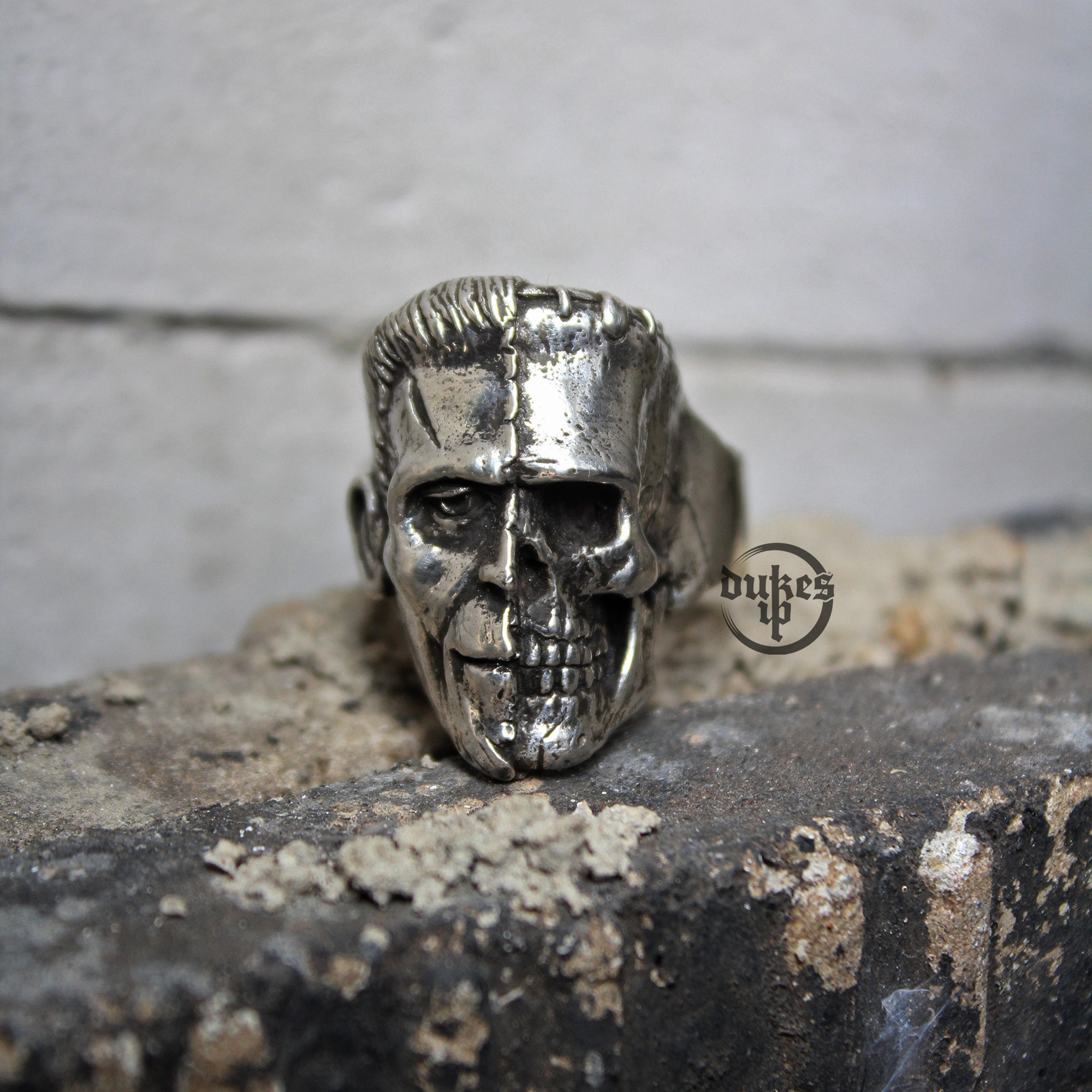 Hand Sculpted Frankenstein Monster Creature Half Face Half