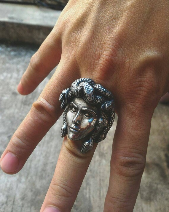 medusa ring silver