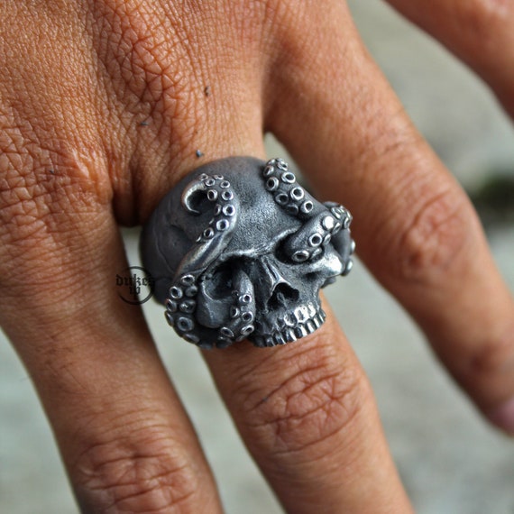 de calavera de tentáculo anillos hechos a - Etsy España