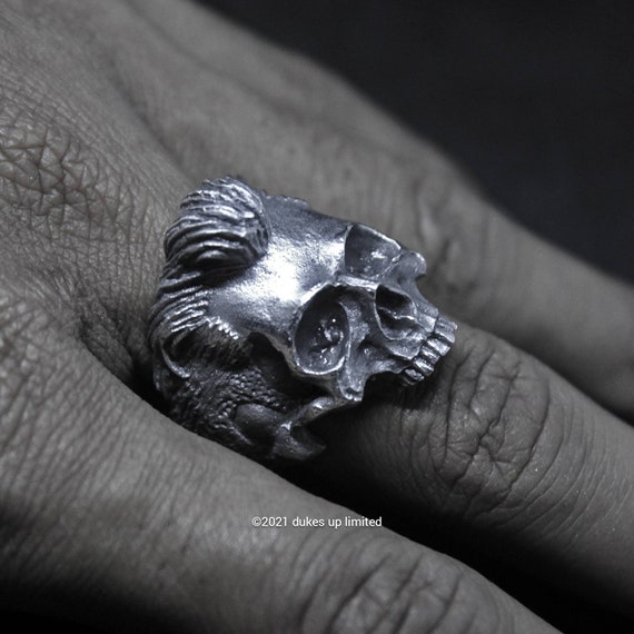 Jawless slick back skull ring Handmade skull rings Joe Strummer skull biker ring gothic ring punk rock gifts satanic ring Illuminati