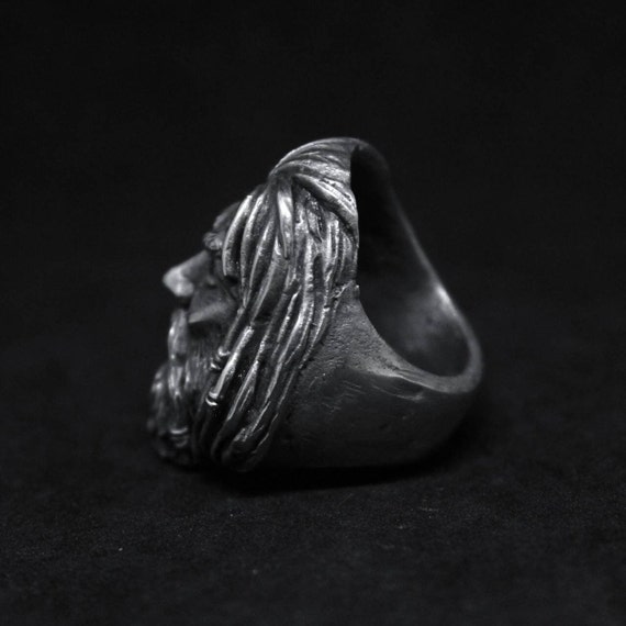 Anillo Zeus esculpido a mano peltre libre de plomo oxidado laton blanco y anillo de plata de ley Etsy Mexico