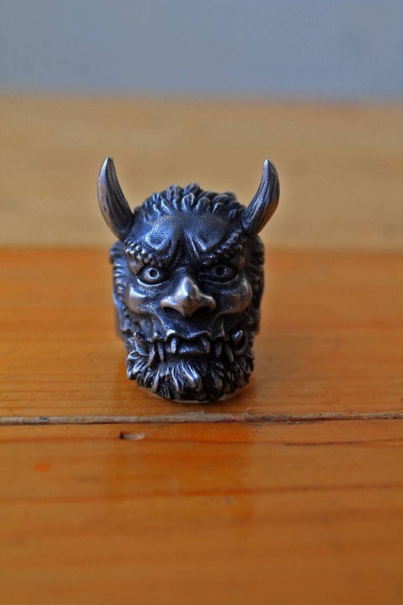 Oni 2 0 Japanese Skull Ring Demon Satanic Ring Monster Etsy Australia