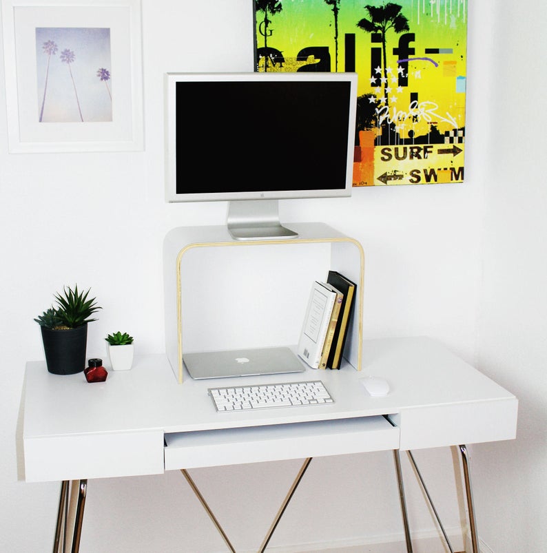 Monitor Stand Desk Organizer Imac Stand Mac Accessories Etsy