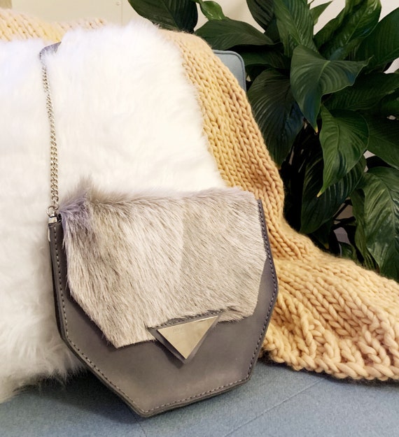geometric leather bag