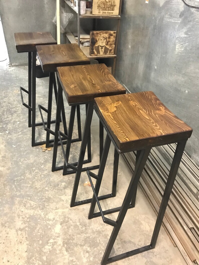 Style Bar Stool Pub Wood And Metal Image 0