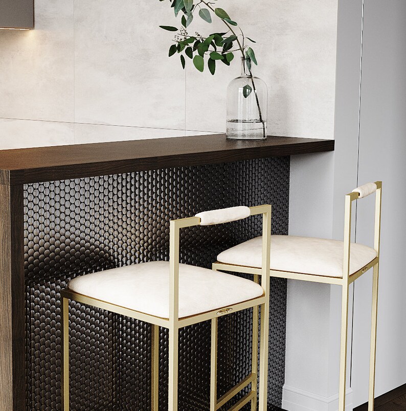 Height 1340in 3399cm wood metal stool Etsy